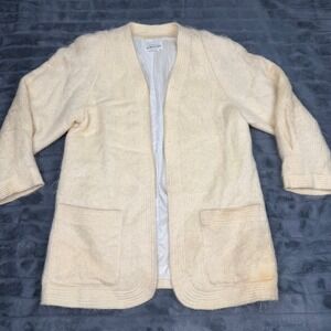 Vintage Brownstone Studio Mohair Cardigan Coat Cream Ivory Sz 10